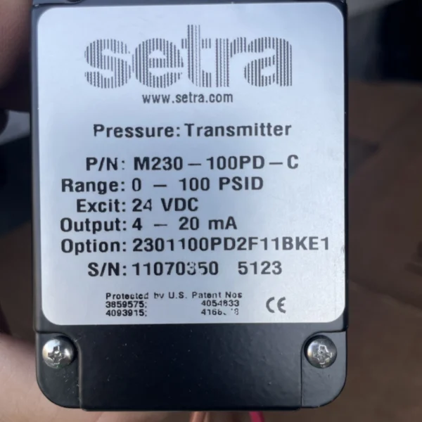 NEW LISTINGSETRA 230 Wet Differential Water Pressure Transducer, 0-100 PSID, 24VDC