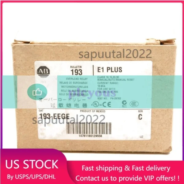 NEW AB 193-EEGE 600V 18-90A (BR/WH) 193 EEGE FAST SHIP
Opens in a new window or tab