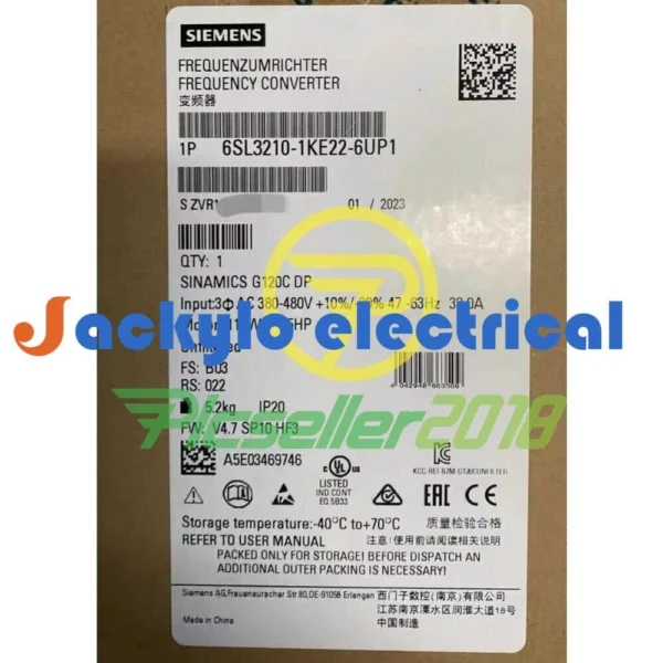 6SL3210-1KE22-6UP1 New Siemens G120C Frequency Converter 6SL3210-1KE22-6UP1 IPCS