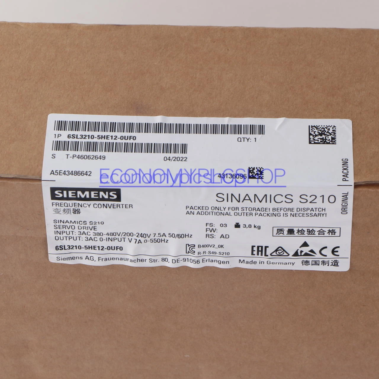 1PCS NEW Siemens SINAMICS S210 6SL3210-5HE12-0UF0 6SL3 210-5HE12-0UF0 1 6SL3210 5HE12 0UF0 0
