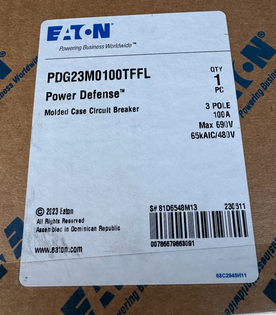 Eaton PDG23M0100TFFL Circuit Breaker 3P 100A 480V 65KAIL New in Sealed Box
Opens in a new window or tab 1 PDG23M0100TFFL 0