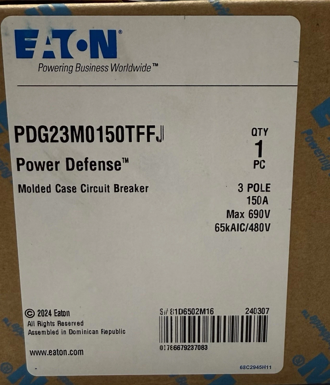 NEW PDG23M0150TFFJ EATON 3p 150A Cutler Hammer Circuit Breaker PDG23M0150TFFL 1 PDG23M0150TFFJ 0