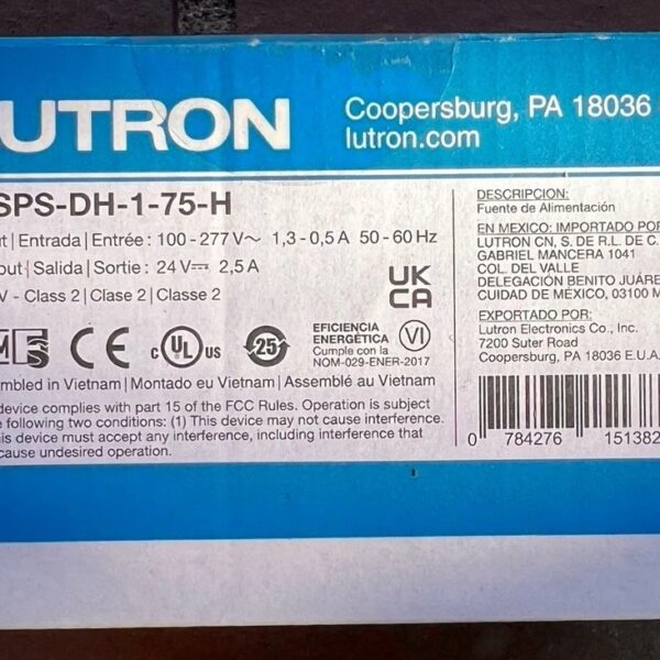 Lutron QSPS-DH-1-75-H QS Power Supply - New
Opens in a new window or tab