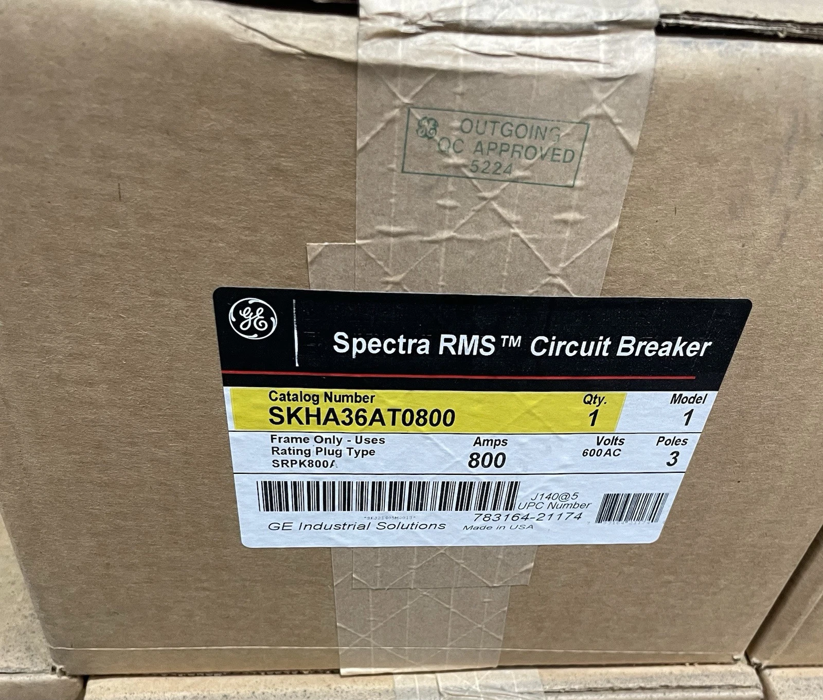 1-GE SKHA36AT0800 3 POLE 800A SKHA CIRCUIT BREAKER (NEW IN BOX) 1 SKHA36AT0800 0