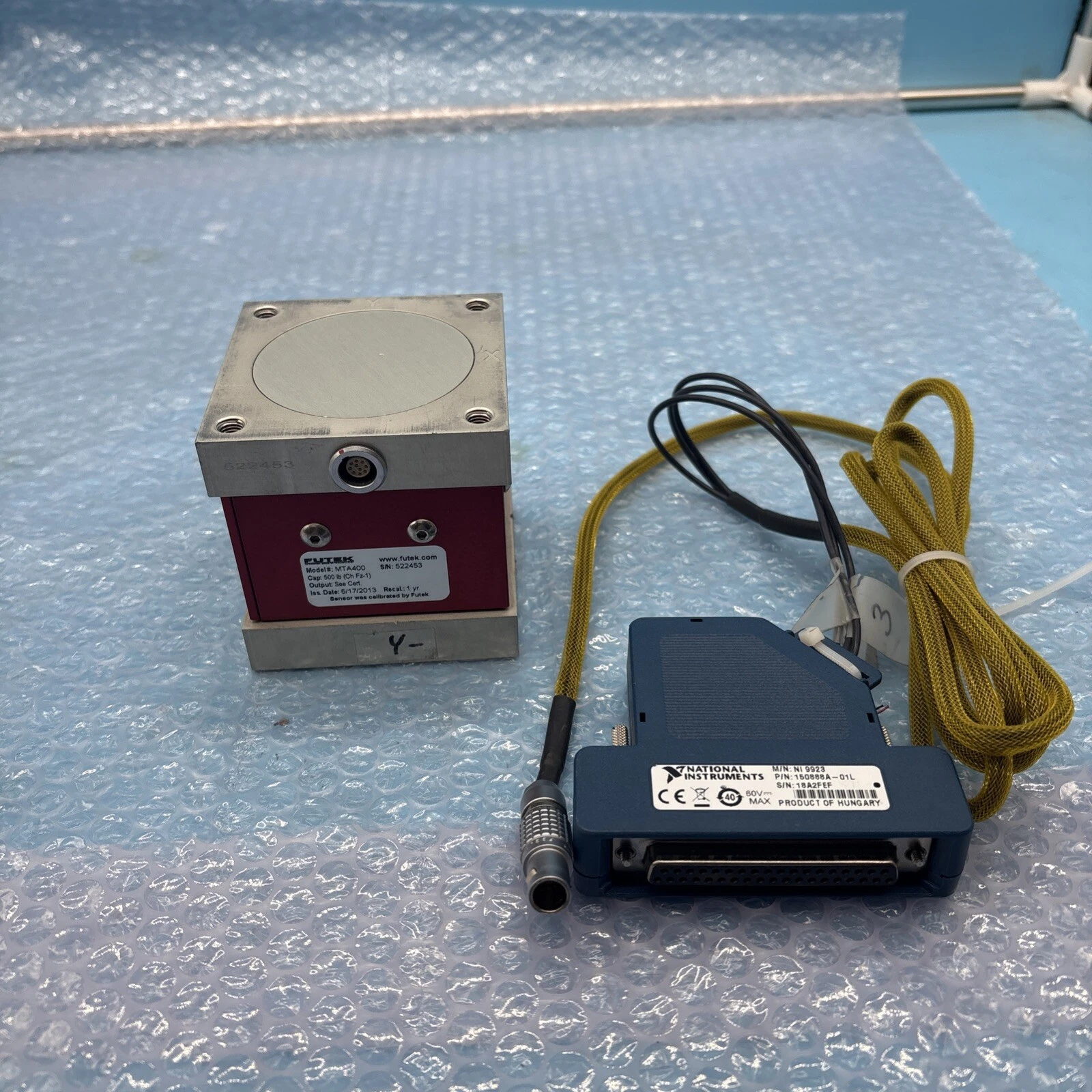 Futek MTA400 Tri-Axial Load Cell 250 lbs, 500 lbs w/ NI 9923 Connector 1 Tri Axial 0