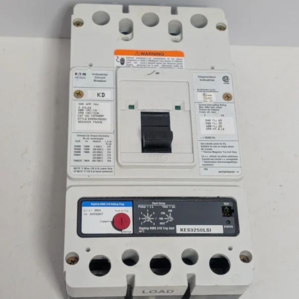 Eaton KD3400F 3 Pole 400 AMP Breaker w/ Digitrip RMS 310 Trip Unit KES3250LSI