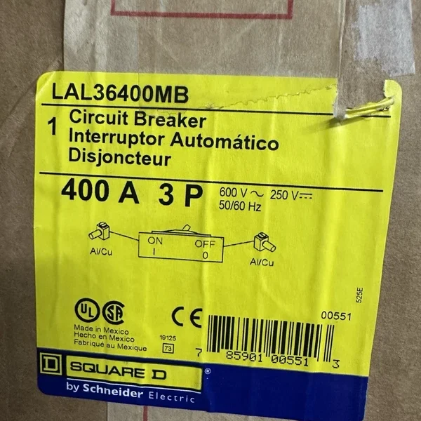 Square D LAL36400MB 400 Amp 600 VAC 3 Pole Type LAL Circuit Breaker