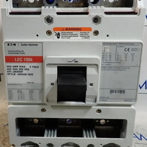 Eaton Cutler-Hammer Circuit Breaker Frame LDC3600F 600A 3 Pole 100kA @ 480VAC