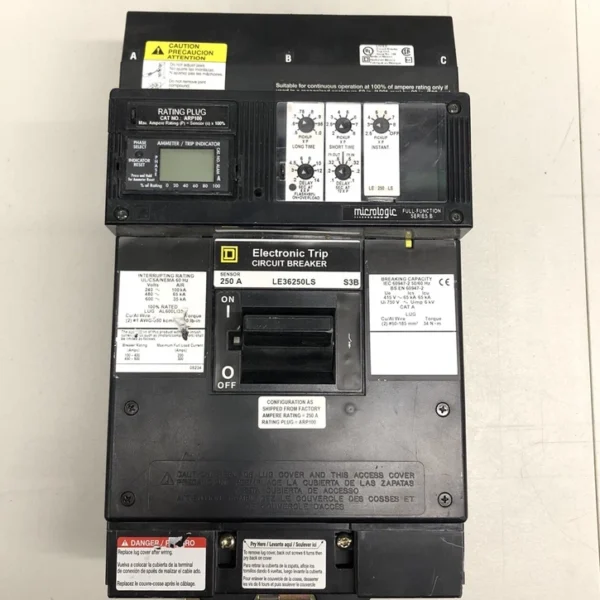 Square D 3 pole 250 amp 600v LEL36250LS Circuit Breaker S3B APR100 Micrologic