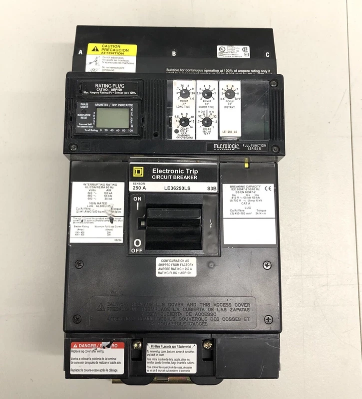 Square D 3 pole 250 amp 600v LEL36250LS Circuit Breaker S3B APR100 Micrologic 2 LEL36250LS 0