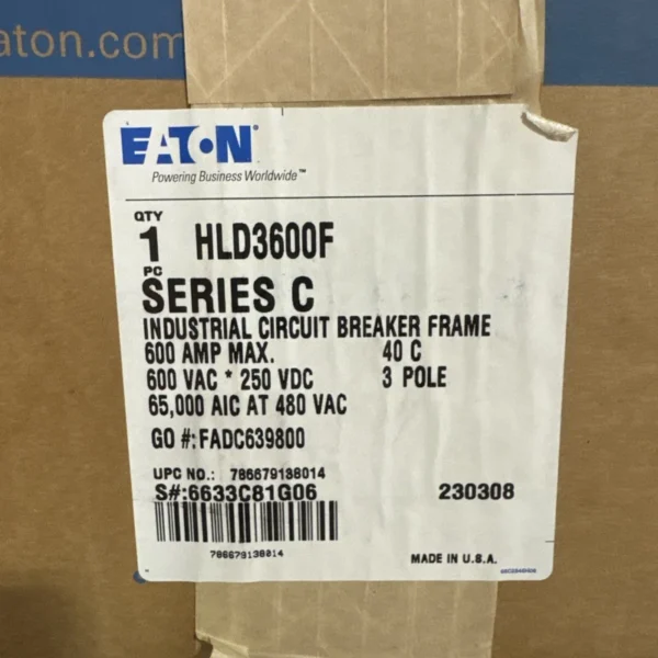 (1) NEW HLD3600F W/ LES3600LSI 3p 600v 600a 65k EATON Circuit Breaker - NEW
