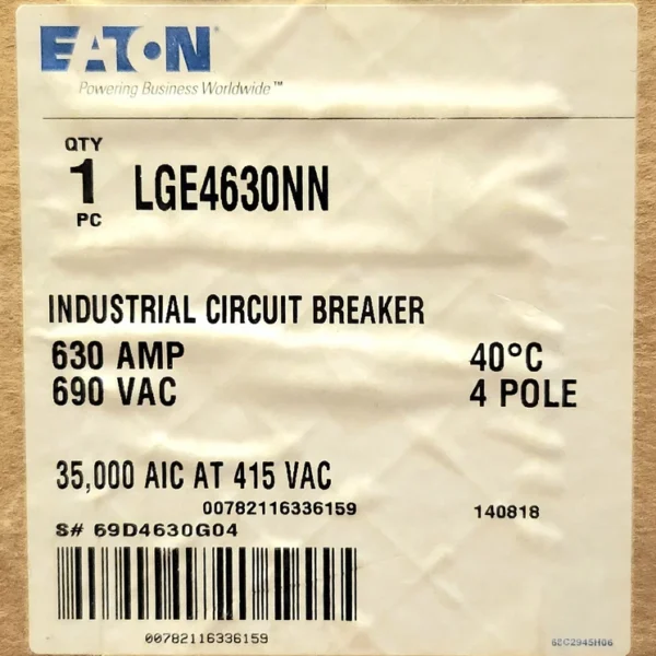 EATON CUTLER HAMMER LGE4630NN 4Pole 630AMP Type L630E Circuit Breaker Frame ONLY