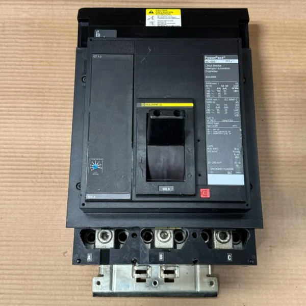 SQUARE D MJ MJA MJA36600 3 POLE 600 AMP 600V CIRCUIT BREAKER WITH TEST REPORT
