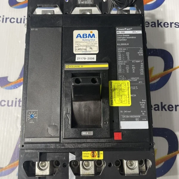 MJL36500LW PowerPact MLJ36500 Mj500 500 3 Pole Take Off Square D Circuit Breaker