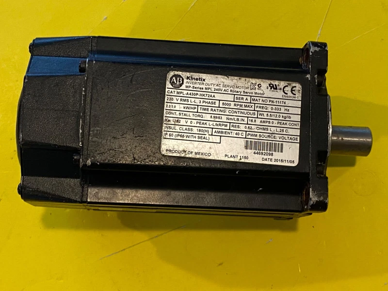 Allen-Bradley MPL-A430P-HK72AA Servo Motor P/N 11174, 3 PH, 5000 RPM 2 MPL A430P HK72AA 0