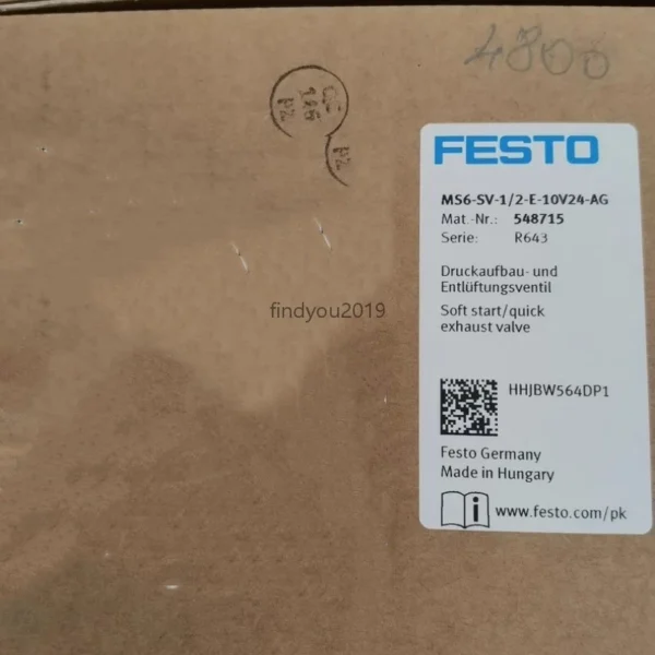 1PC NEW FESTO 548715 MS6-SV-1/2-E-10V24-AG Soft Start Valve FAST SHIP