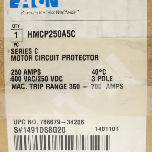 EATON CUTLER HAMMER HMCP250A5C 250 AMP Type HMCP Motor Circuit Protector 350-700
