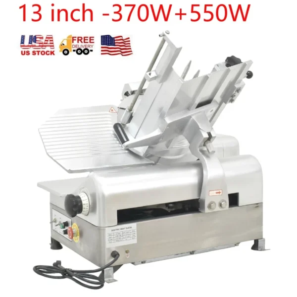Automatic 13" Meat Slicer Blade Commercial Food Slicer 370W+550W Dual Motors USA