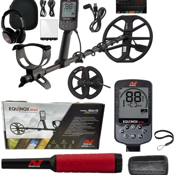 Minelab Equinox 900 Metal Detector with 11" and 6" coils 3720-0006 + Pro Find 40