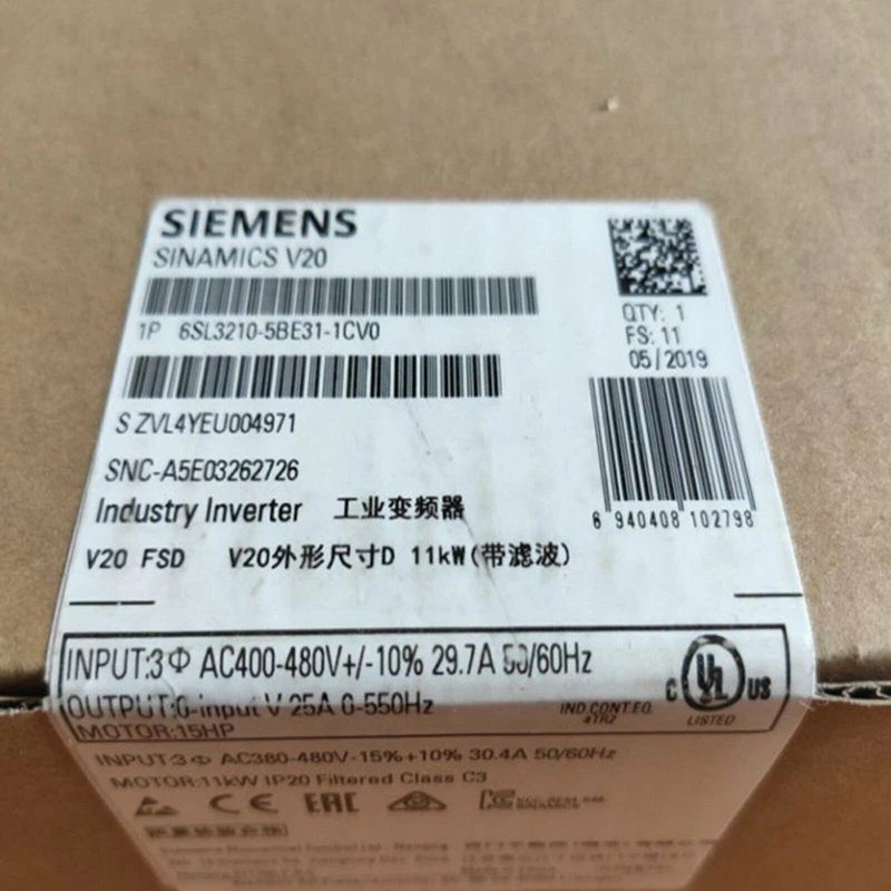 ONE NEW SIEMENS 6SL3210-5BE31-1CV0 Inverter 15KW 50/60Hz FAST SHIP 2 6SL3210 5BE31 1CV0 0