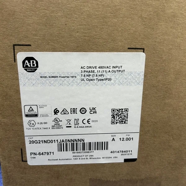NEW / SEALED - ALLEN BRADLEY 20G21ND011JA0NNNNN PF755TS VFD 480V 11A 7.5HP(X-19)