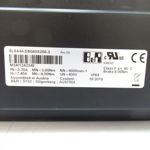8LSA44.DB060S200-3 8LSA44DB060S2003 B&R Servo Motor Rev. C9, 5 Pole Pairs, IP64