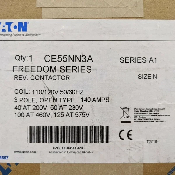 Eaton CE55NN3A IEC OPEN REV CONT 140 AMPS 120V COIL Comparable to Size 4