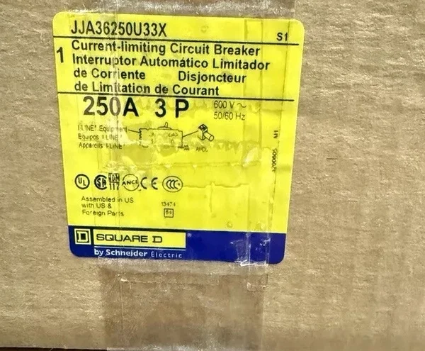 PowerPact JJ250 Current-limiting Circuit Breaker JJA36250U33X. 250Amp 3phase