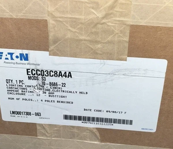 Eaton ECC03C8A4A Lighting Contactor (NEW) Dust Tight Nema 12.
