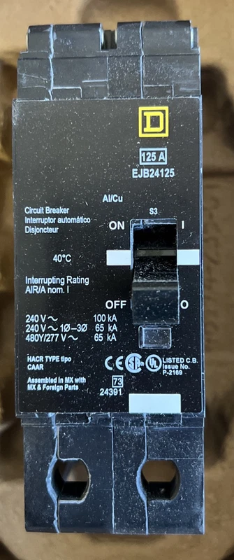 Square D EJB24125 Circuit Breaker 125 A 2 Pole (BRAND NEW) 2 EJB24125 0