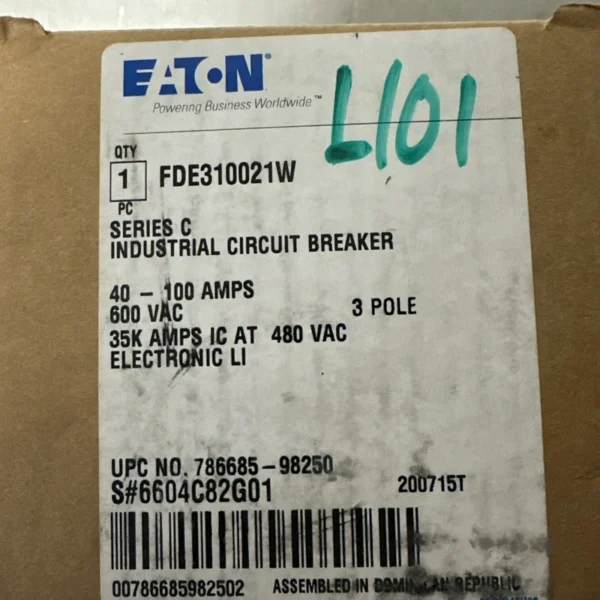 Eaton FDE310021W Circuit Breaker 100 Amp 3 Pole 600V FDE New In Box