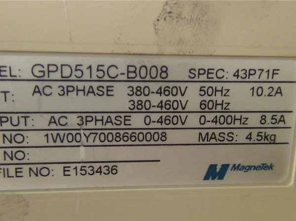 MagneTek Model GPD515C-B008 Spec: 43P71F AC Motor Drive 5HP - Excellent