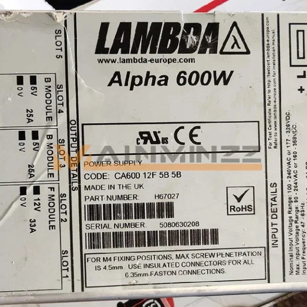 1PCS Lambda 600W H67027 CA600 12F 5B 5B USED