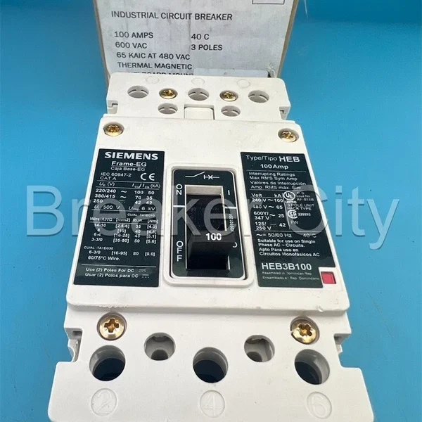 Siemens HEB3B100B 100 Amp 3 Pole Circuit Breaker Type HEB 600V 100A 3P *NEW