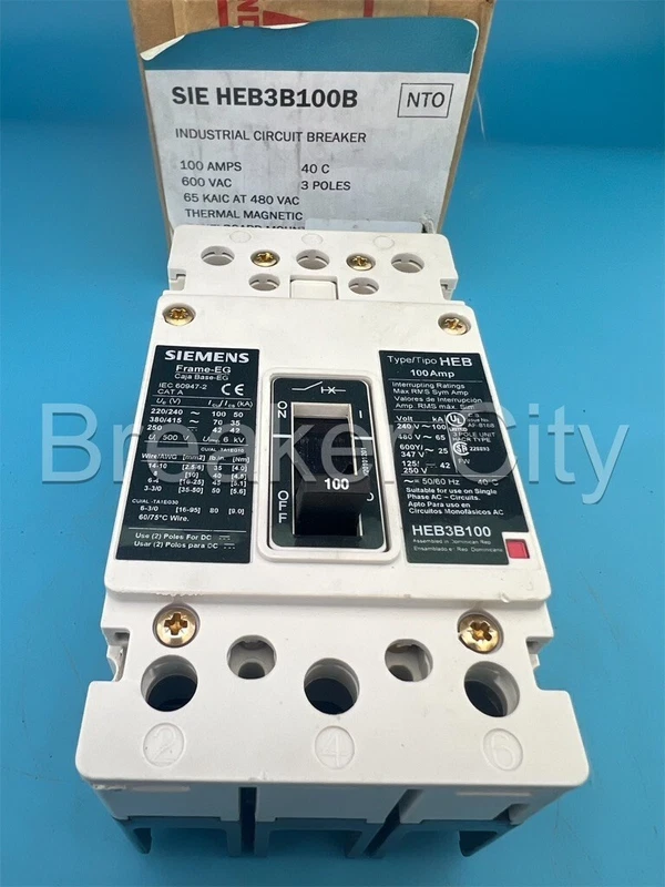 Siemens HEB3B100B 100 Amp 3 Pole Circuit Breaker Type HEB 600V 100A 3P *NEW 2 HEB3B100B 0