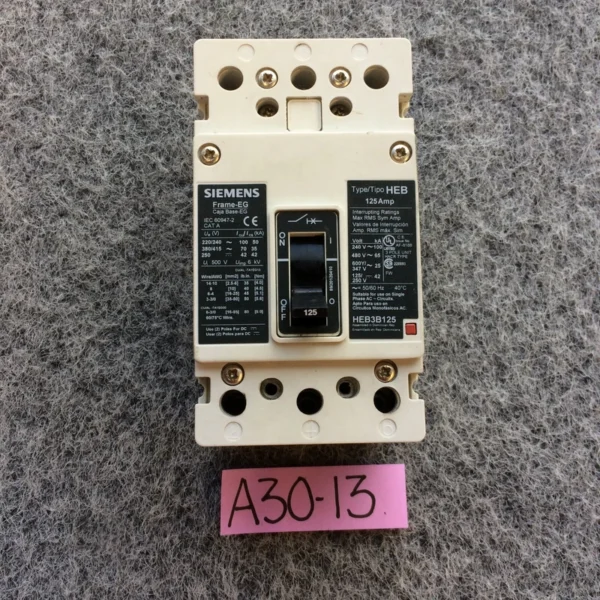 NTO Siemens HEB3B125 Circuit Breaker 125 Amp 480V 3 Pole *SHIPS SAME DAY*