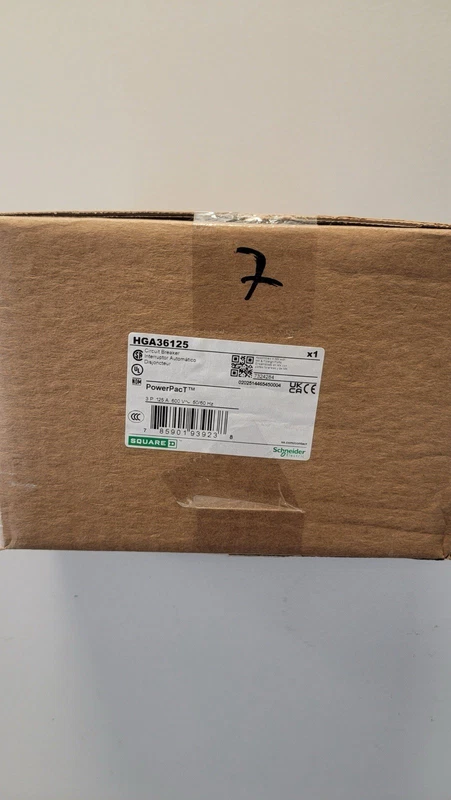 Square D HGA36125 Circuit Breaker 125 Amp 3 Pole 600 Vac *NIB* 2 HGA36125 0