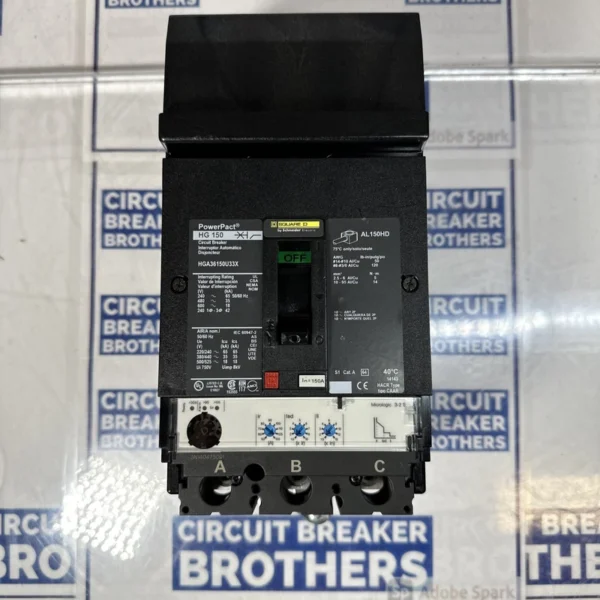 Square D HGA36150U33X 150 Amp 600V 3 Pole Circuit Breaker-Warranty New Take Out