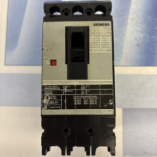 Siemens Sentron Series Circuit Breaker HHED63B125 600 V WARRANTY ????