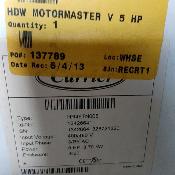 CARRIER UNITED TECHNOLOGIES HR-46TN-005 / HR46TN005 5HP VDF MOTORMASTER V5