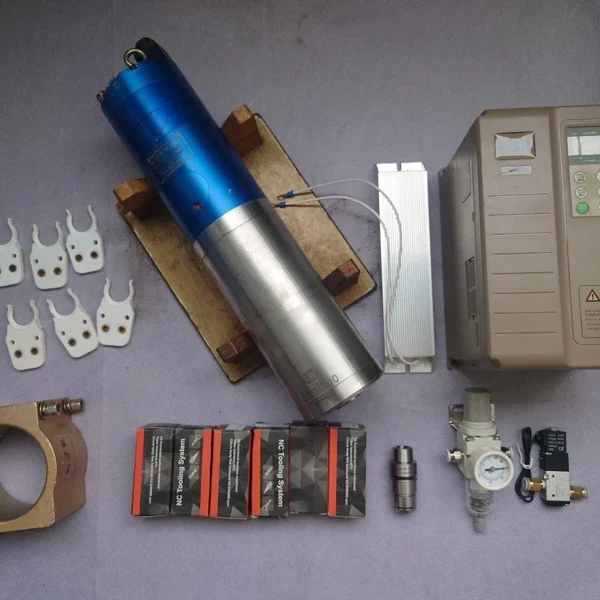 USED ATC HSK32 SPINDLE SAMWOO SW100 + 10 pcs used HSK32E chuck + VFD + more