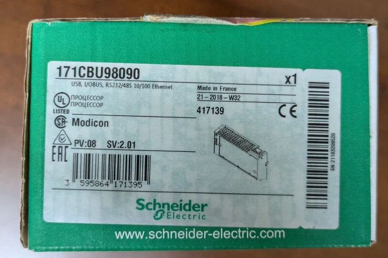 NEW - Open Box Modicon 171CBU98090 Unity M1E processor - RS232/485 - Ethernet 2 171CBU98090 0