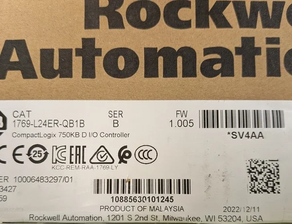 CompactLogix 750KB D I/O Controller-CAT 1769-L24ER-QB1B-SER B- FW 1.005