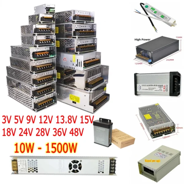 DC Regulated Switching Power Supply PSU 3V 5V 9V 12V 13.8V 15V 18V 24V 36V 48V