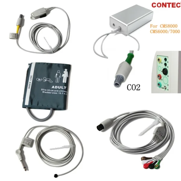 ECG Cable NIBP SpO2 Sensor Temp Probe CO2 capnograph for Contec Patient Monitor
