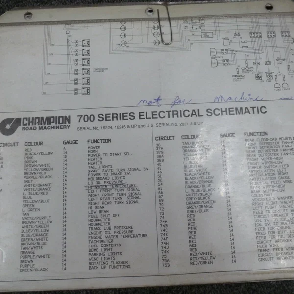 Champion 710 715 715A 720 Series I Motor Grader Electrical Schematics Manual
