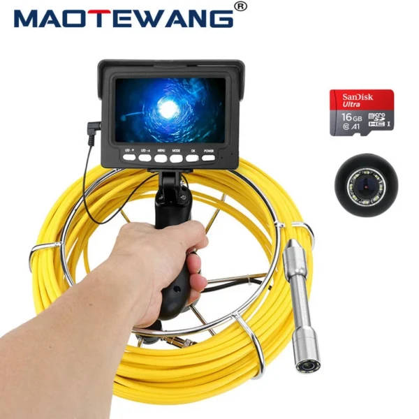 40M Handheld Drain Sewer Pipe Inspection Camera 4.3 inch DVR 16GB 17MM Lens