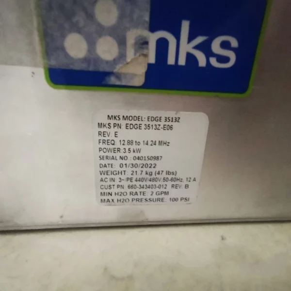 MKS EDGE 3513Z EDGE3513Z-E06 3.5KW 660-343403-012 REV. B