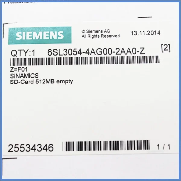 6SL3054-4AG00-2AA0-Z F01+E01 New SIEMENS SINAMICS SD Card 512MB