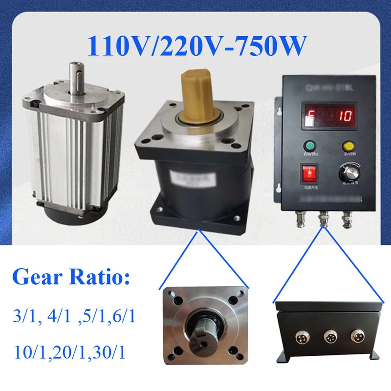 750W 3000RPM 80 Motor Planetary Gearbox Reducer Variable Speed Controller Set 1 s l800 7389